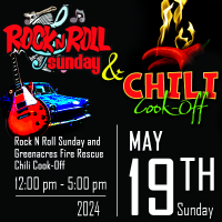 Rock N Roll Sunday and Greenacres Fire Rescue Chili Cook Off, Sunday, May 19, 2024 from 12:00 p.m. to 5:00 p.m.