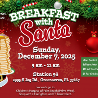 Breakfast With Santa on Sunday, December 7, 2025 form 9:00 am to 11:00 am.