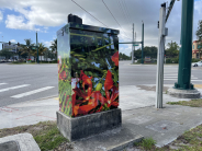 Utility Box Wrapped With Floral Image
