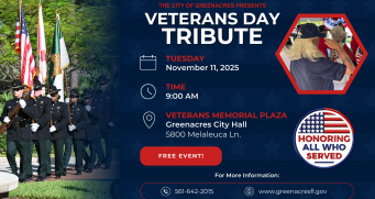 Veterans Day Tribute: Tuesday, November 11, 2025 at 9AM at Greenacres City Hall