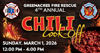 Rock N Roll Sunday and Greenacres Fire Rescue Chili Cook Off, Sunday, March 1, 2026 from 12:00 p.m. to 4:00 p.m.